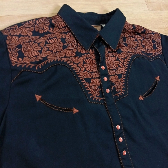 SOLD Scully Men's Embroidered Gunfighter Long Sleeve Snap Western Shirt Sz XXL - Picture 5 of 11